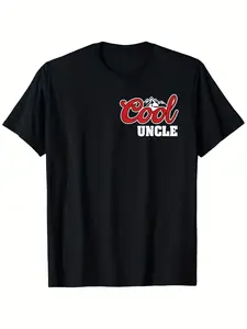 Men's Funny Cool Uncles Club Best Uncle Ever T-Shirt - 180gsm Heavyweight Retro Graphic Tee with Beer & Cool Uncle Design, Breathable Knit Fabric, All-Season Casual Shirt for Father's Day Gifts, Family Parties & Casual Attire (Machine Washable) - Ideal Un