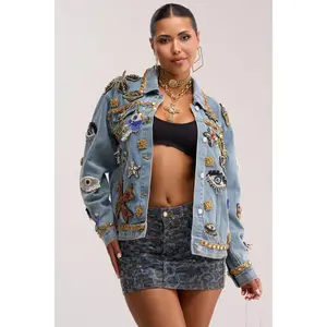 IN PLAIN SIGHT EMBELLISHED DENIM JACKET