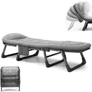 [6-Speed Adjustable Sleeping Bed] 6-Speed Adjustable Sleeping Bed, Folding Camping Bed, Portable Folding Bed, Comfortable Mattress And Pillow, Breathable Fabric, Thick Steel Frame, Free Blanket And Eye Mask, Nap Nap Bed, Single Companion Bed,