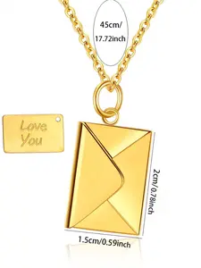 Envelope Love Letter Necklace with Openable Photo and Engraving, Custom Photo Necklace, Engraved Necklace, Perfect Gift for Couples and Friends, Anniversary Keepsake Jewelry, Exquisite Jewelry Gift