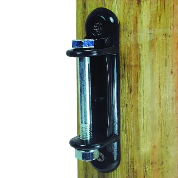 Field Guardian 102350 Wood Post Polytape Tensioner - 2 in. Black Metal Split Bolt Tool for Wood Fence, 0.3 lbs, 7x3x2 in., Adjust Tension, End Lines at Corners/Gate Ends, Nail/Screw Compatible