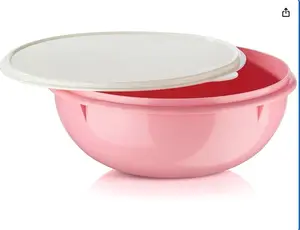1.7 Gal Vintage Pink Mixing Bowl with Lid, BPA-Free, Dishwasher-Safe Kitchen Food
