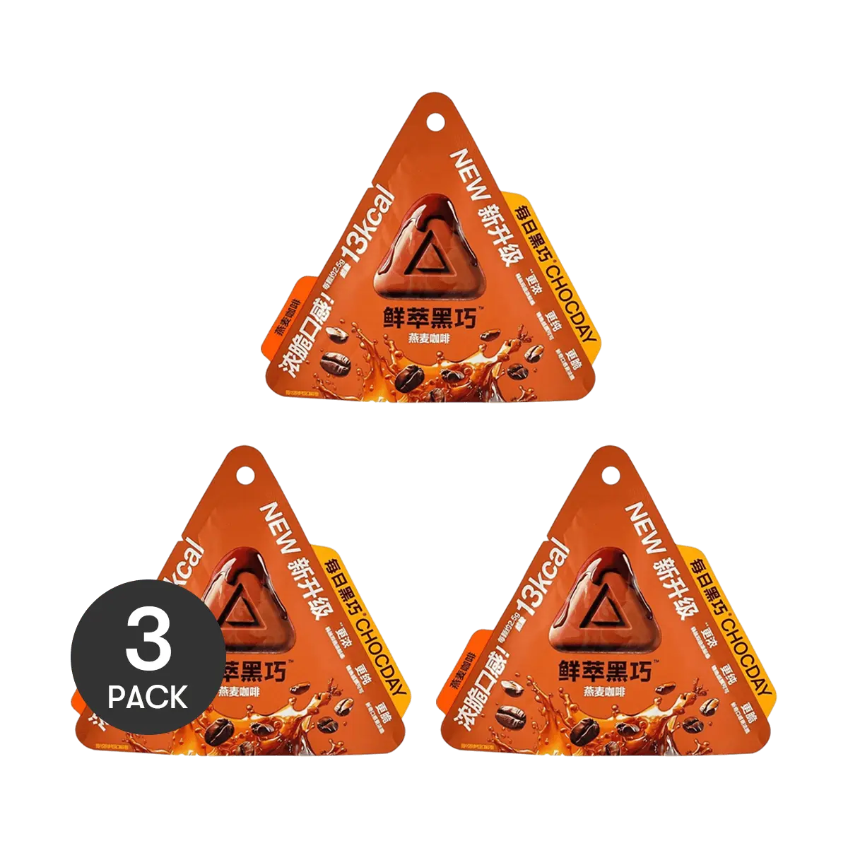 CHOCDAY Chocolate Oat Coffee Flavor - 3 Pack Super Value, Low Calorie, 0 White Sugar, Healthy Snack for Chinese New Year
