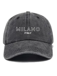 Milano Italy Letter Print Wash Denim Baseball Cap, Casual Outdoor Sports Hat for Men & Women, Vintage All-match Accessories for Daily Life