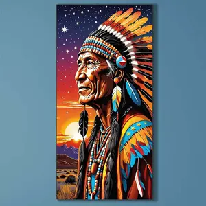 5D DIY Full Drill Round Diamond Painting - Diamond Art Set Sunset, Mountains, Feather Mosaic, Canvas - DIY Home Decor, Wall Decoration, Suitable for Halloween, Christmas, Birthdays, and Anniversary Gifts
