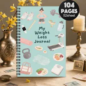 1pc Aesthetic Diet and Weight Loss Diary Spiral Notebook, Diet and Fitness Meal Exercise Log Health Journal Notebook, Weight Loss Diet Exercise Training Health Tracker, Daily Workout Planner for Women and Men, Personal Organizer, Office Planner