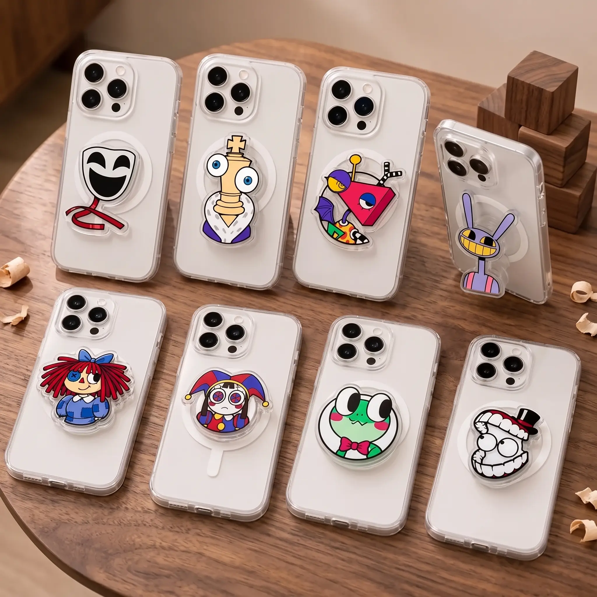 Amazing Digital Circus Phone Grip Set, Cute Cartoon Phone Holder Stand, Fanmade Character Phone Grip, Kawaii Gift for Fans