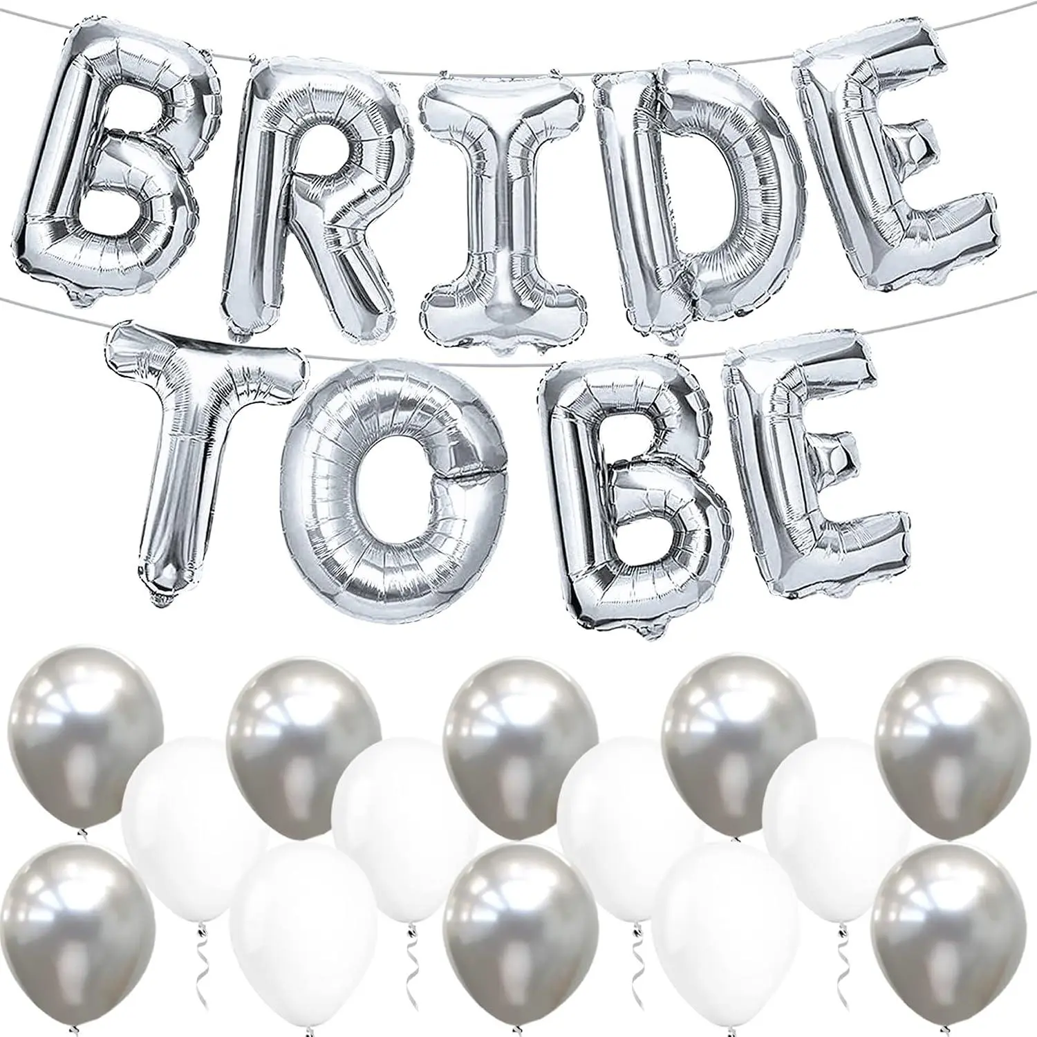 BigBride To Be Balloons Silver Set - Pack Of 27 | Bride To Be Silver Balloons For Bachelorette Party Decorations | Bride To Be Decorations | Bachelorette BalloonsBridal Shower Decorations