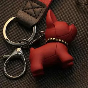 Burgundy French bulldog keychain