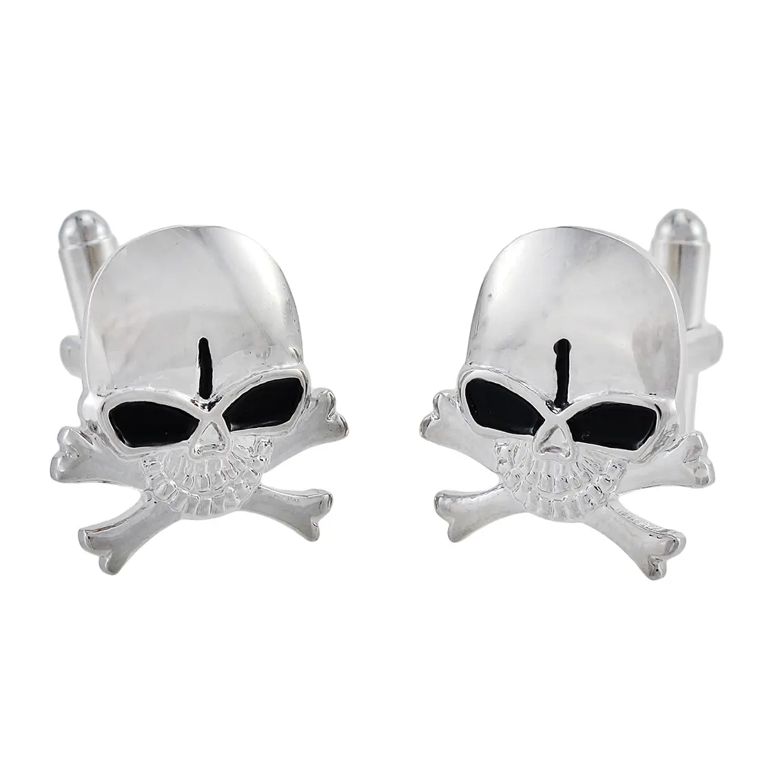 Steel Skull & Crossbones Cufflinks - 1in Edgy Elegance for Rebel Style Lovers