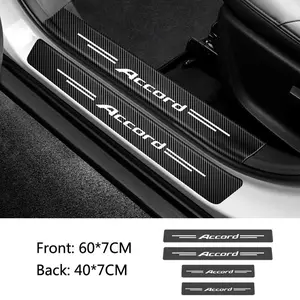 Carbon Fiber Car Door Sill Plate Car Rear Trunk Protector Stickers Car Interior Decal For Honda Accord Civic Fit Jazz Pilot CRV Odyssey Passport City Shuttle HRV Accessories