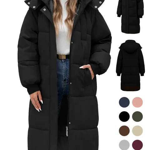 [Restock] UMIPUBO Women's Long Quilted Parka - Long Sleeve, Casual, Down-Alt Filling, Winter Thick Warm, Hooded, Full Front Zipper Seals in Warmth, Zip-Up, Pockets, Pairs Easily with Hoodies and Jeans Outerwear
