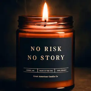 Great American Candle Co No Risk No Story Amber Jar Hand Poured in USA Coconut Apricot Blend Vegan Wax Candle with Cotton Wick Eco Friendly Decor Tin 4oz 9oz Ornaments Decoration