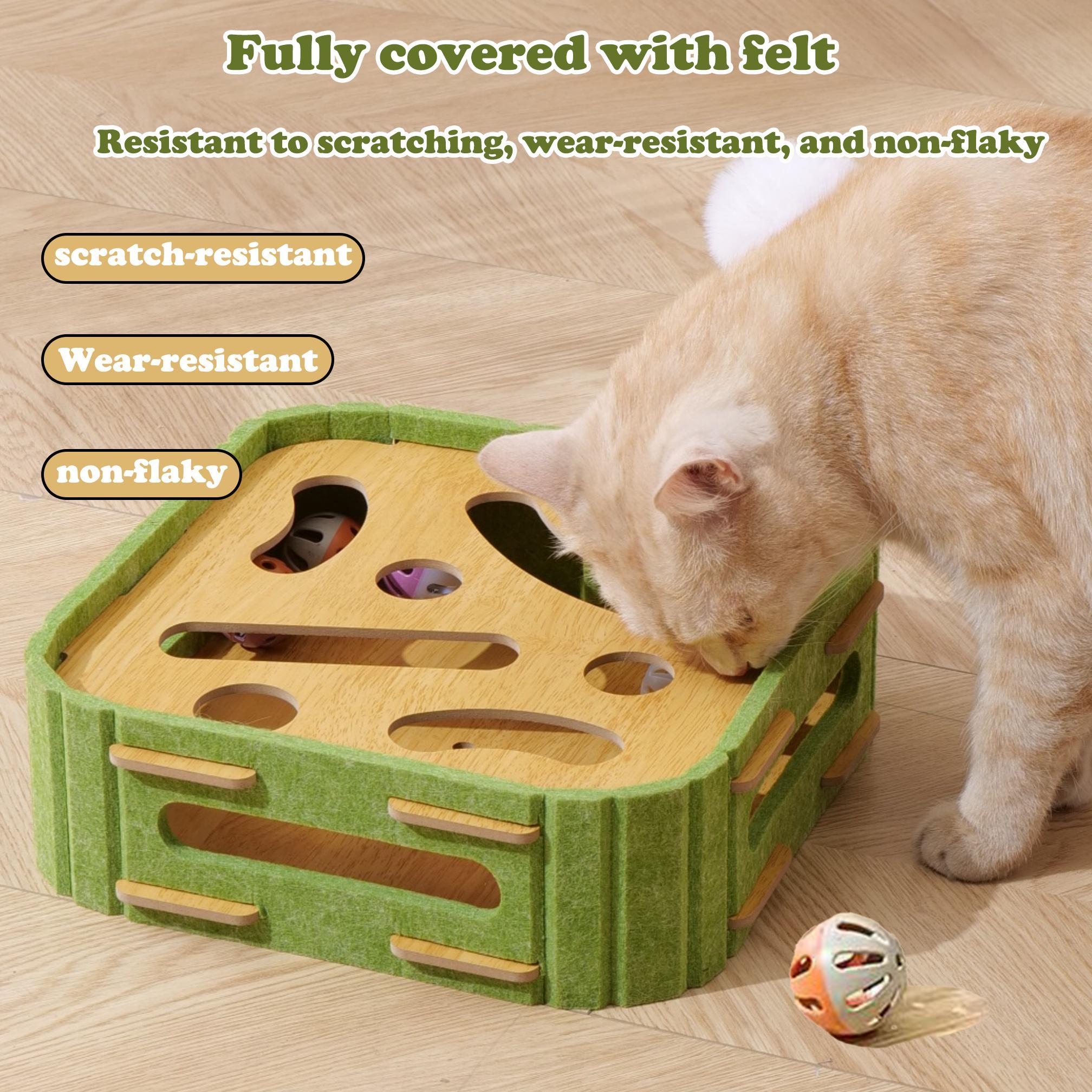 Interactive Cat Puzzle Box with Scratcher Pad – 2-in-1 Cat Toy Bundle for Indoor Cats, Puzzle Feeder & Cat Scratcher Set for Bored Kittens (2-Pack)