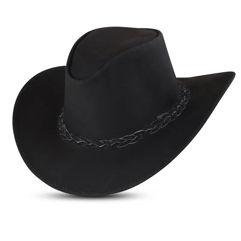 Anaaz Genuine Calf Suede Leather Western Cowboy Hat Cowboy Hat Men and Women Hat