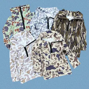 Toddler Boys Pullover Top Fall Hunting Season Camo Long Sleeve Half Zip Sweatshirt Top With Pocket Kids Casual Clothes