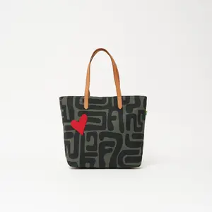 Go To Tote - Safari Kuba with Red Beaded Heart