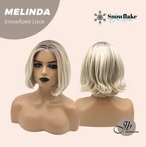 JBEXTENSION 10 Inches Mix Blonde Curly Pre-Cut T Part Snowflake Lace Frontlace Glueless Wig MELINDA SNOWFLAKE【BENDY EAR TABS】