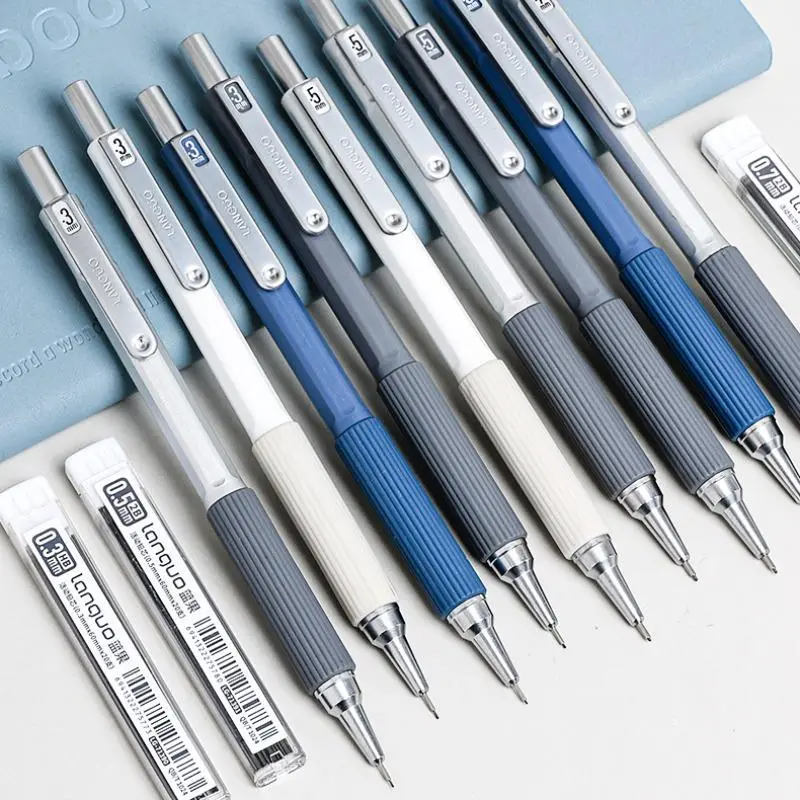 metallic Mechanical Pencils Set, 2/3 Counts 0.3mm 0.5mm 0.7mm HB 2B Mechanical Pencil with Replacement Refills, Built-in Eraser Pencil for Writing Drafting