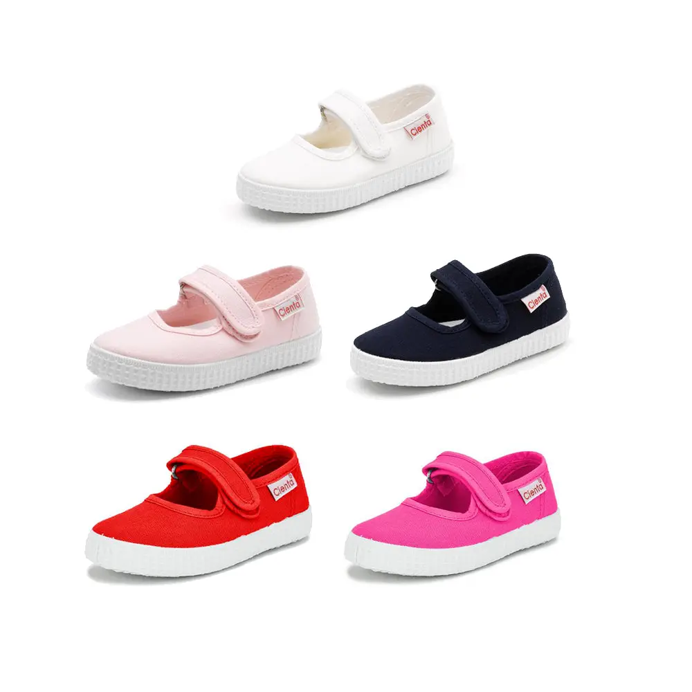 Cienta Kids Shoes Girls' Canvas Mary Jane Flat Shoes, Lightweight & Machine Washable with Light Padding & Velcro Closure, Lightweight Flat Shoes, All Season