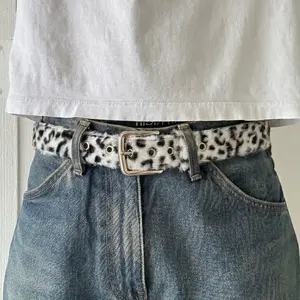 White Faux Fur Snow Leopard Belt - Fits 22.5-36.5 in Waist