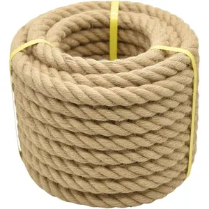 Jute Rope  Jute Manila Rope Nautical  Rope Twisted  Thick Heavy Duty Ropes for Crafts, Bundling,Anchor, Hammock, Nautical, Tug of War, Railings,Decorate (1-1/2 in X 50 Ft)