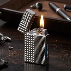【2026 New Upgraded】 Intellegent Voice-Activated Metal Lighter (Fluid Not Included) 4 Ignition Modes,  USB Rechargeable – Smart Windproof Lighter for BBQ, Candles, Outdoor Use, Men's Gif