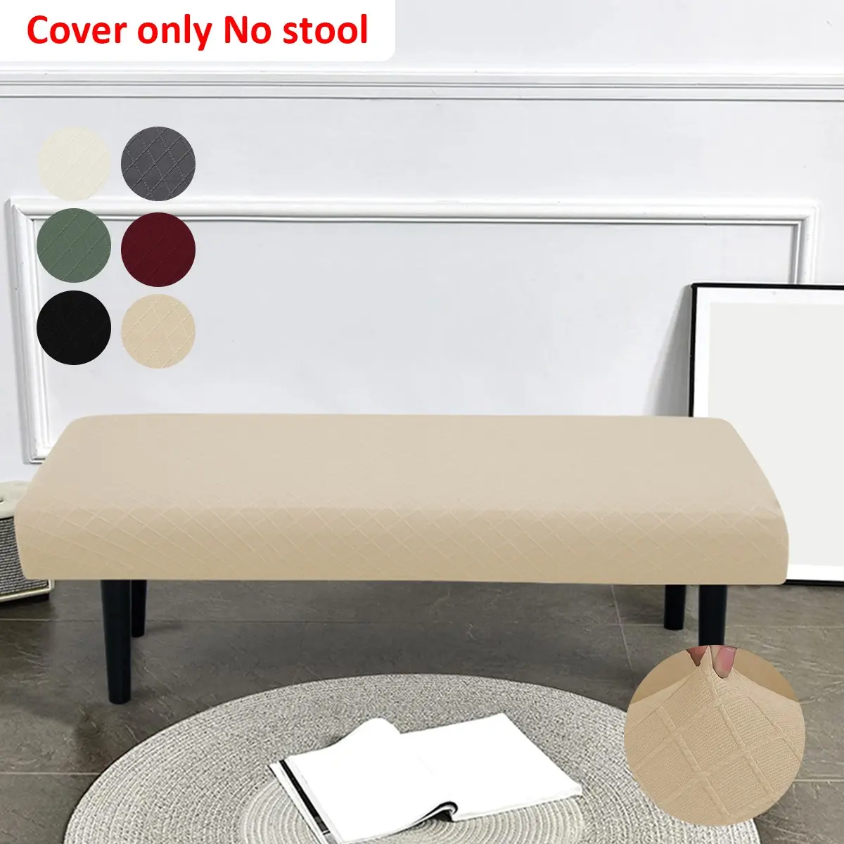 Multicolor Stretch Tufted Fabric Bench Covers, Geometric Diamond Design for Restaurants and Offices, Washable and Easy to Remove, Ideal for Kitchen and Guest Room Decor, Removable Washable Slipcovers, Chair Protector Decor