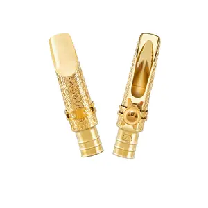 Tenor Saxophone Mouthpiece 5 Size | Professional Gold Plated Sax Mouthpiece with Ligature | Jazz/Classical Instrument Accessory clarinet and flute otama tone sopranosax player bari tonesaxophone brand news axophone Strap Carving Pattern Brass alto saxo ph