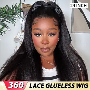 CurlyMe 360 Lace Fit Wear Go Pre-Bleached Kinky Straight Human Hair Glueless Wig Pre-Plucked #TikTokShopHolidayHaul