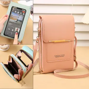 Women's Touchscreen Phone Bag Crossbody Korean Style Multi-Functional Key Zipper Coin Purse Vertical touch screen