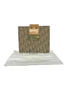 Pre-owned Dior Canvas Wallet Trotter Compact W/ Dustbag Perfect For Daily Use