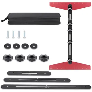 Stair Tread Template Tool - Solid Stair Tread Gauge, Stair Gauge Set Shelf Layout Measuring Scribe Tool for Stair Measuring Tool Stair Gauge Jig Stair Template Stair Step Scribe Tool(Red-Gray)