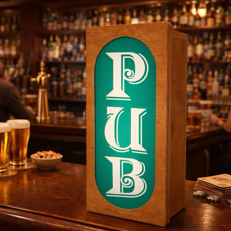 Illuminated Wooden Light Box: Desktop or Wall Mount (Custom Graphics Available)