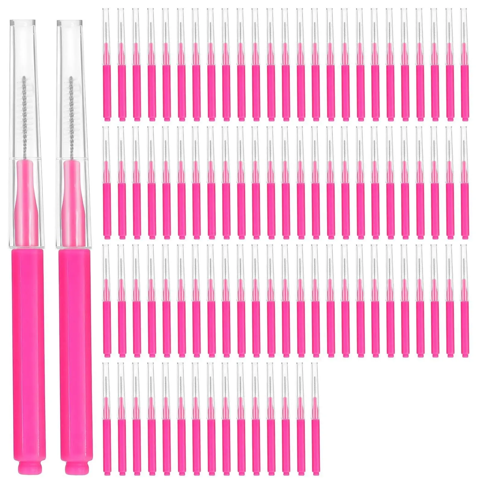 Lash Spoolies Multi-Pack - 100-Count Plastic Disposable Cosmetic Brushes with Caps & Bendable Heads - Daily Brow Lamination Tools, Adjustable, Eyebrow, Clean Cap, Fine Fibers, Portable, Blending Makeup, Durable, Plastic Handle, Mascara, Compact