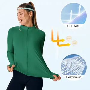 YSENTO Women's Packable UPF 50+ Sun Protection Athletic Jacket Lightweight Full Zip Long Sleeve Workout Hiking SPF Shirt
