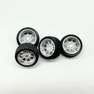 15mm Chrome KG1 Forged "Aristo" 3D Truck Wheels - Set of Four Black Tires with Silver Spokes