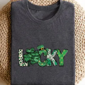 4 Sheets Green Clover Leopard Print St. Patrick's Day Iron on Transfers DIY T shirt Sports Wear Bag Jeans Decorations Washable Durable Heat Transfer Patches