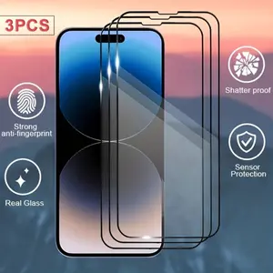 3pcs HD Clear Tempered Glass Screen Protector For iPhone 17/1 7Air/17 Pro/17 Pro Max iPhone 16/15/14/13/12/11 Pro Max