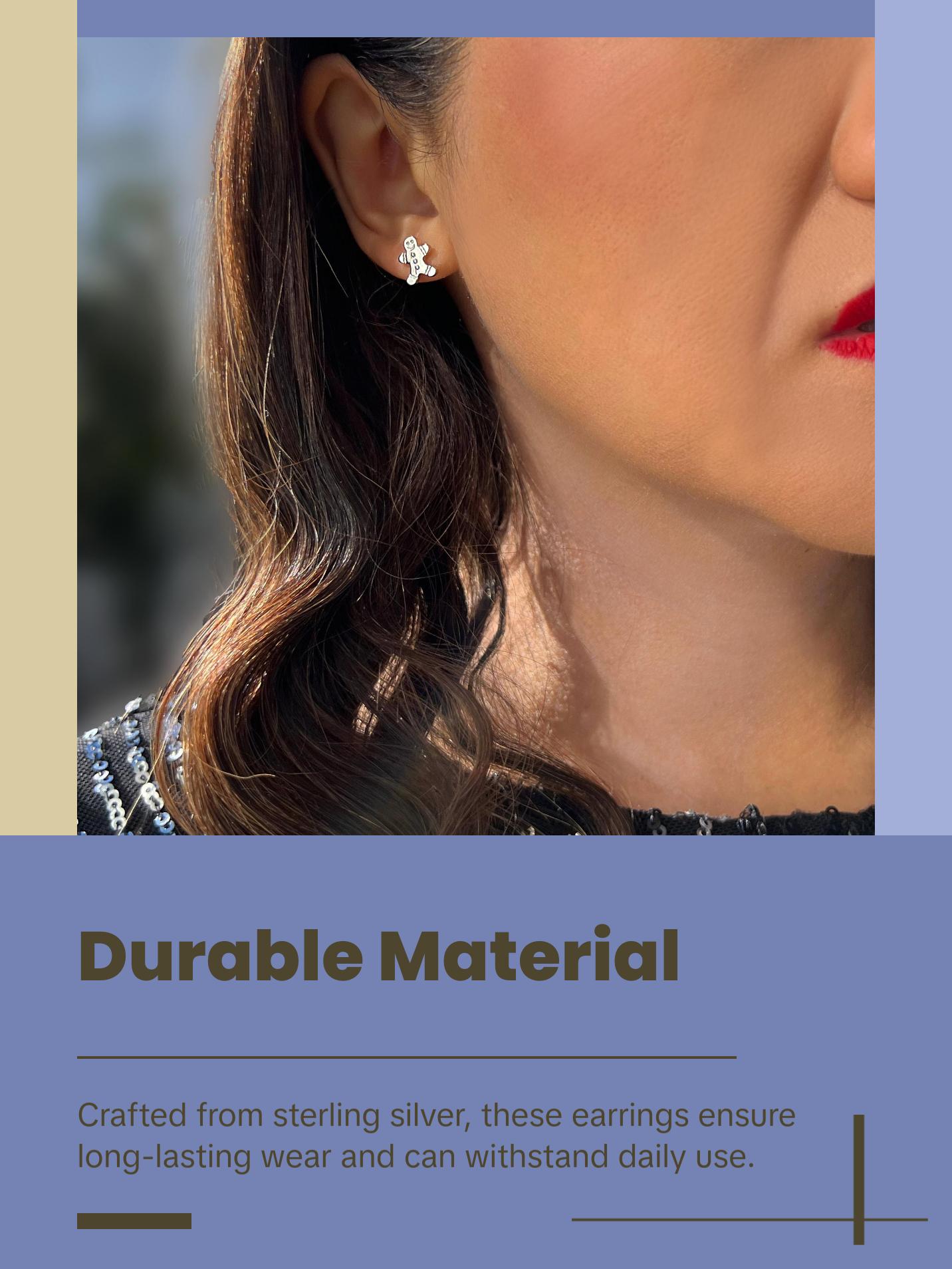 SONIA HOU Gingerbread Holiday Stud Earrings - 18K Gold Over Sterling Silver | Small Christmas Festive Accessory | Minimalist Chic Fine Jewelry Gift