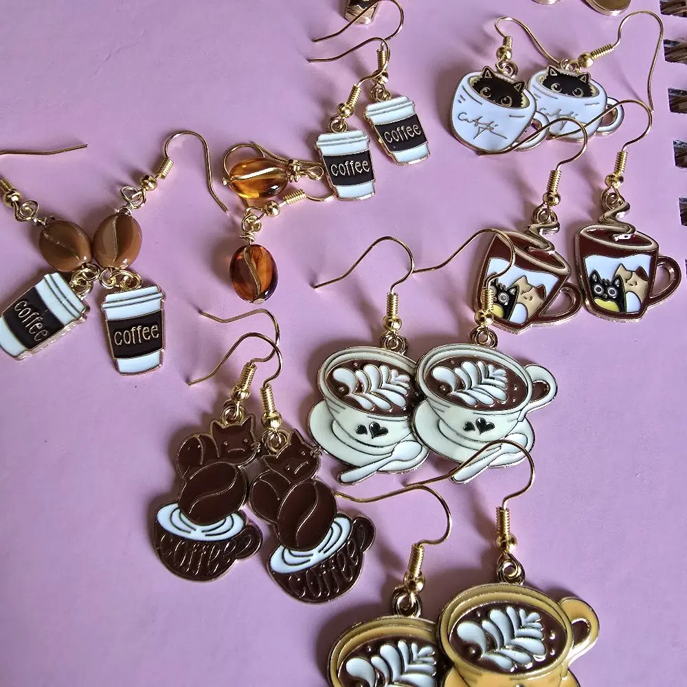 Coffee Lover Earrings Nickel Free 18k Gold Plated Handmade
