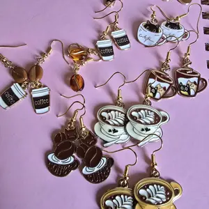 Coffee Lover Earrings Nickel Free 18k Gold Plated Handmade