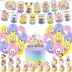 Street children theme birthday party decoration Sk- zoo girl birthday flag cake power strip balloon flower
