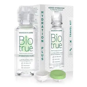 Biotrue Hydration Plus Contact Lens Solution, Multi-Purpose Solution for Soft Contact Lenses, Lens Case Included, 2 FL OZ Travel Size
