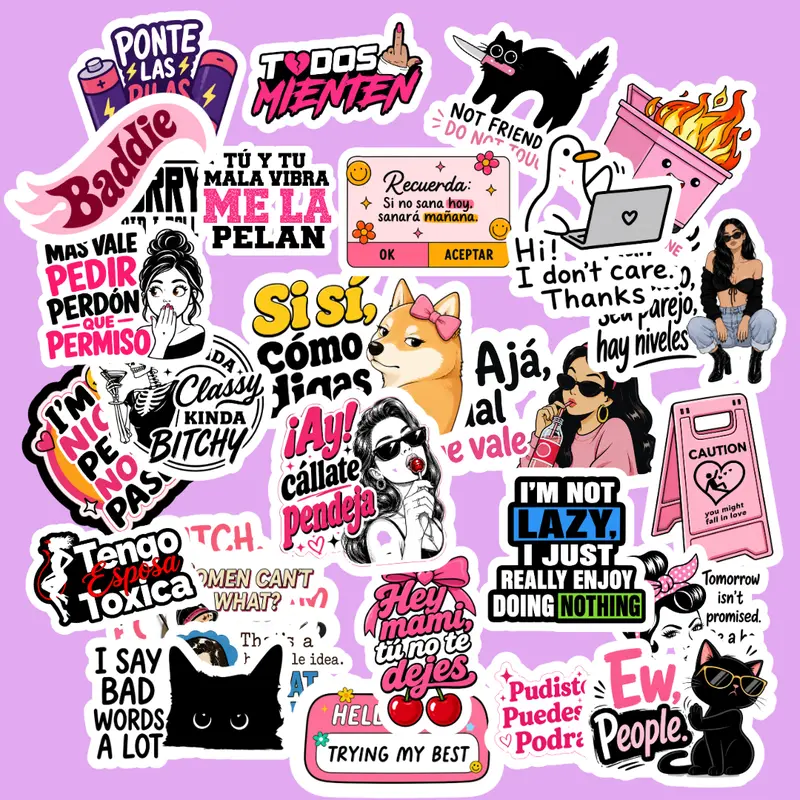Latina Humor Series 2 Sticker Pack – 30 Funny Spanish & English Stickers for Women, Waterproof UV Resistant Vinyl Decals for Tumblers, Laptops, Cars & Water Bottles