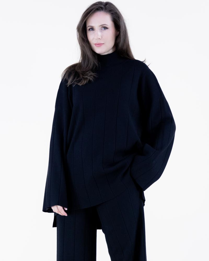 Women's Ribbed High-Neck Sweater & Matching Wide-Leg Pants Womenswear Top, Pants or Two-Piece Set Options