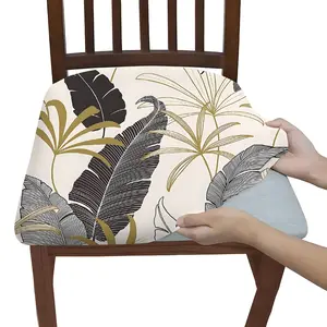 2/4/6pcs Fashionable Tropical Plant Leaf Printed Dining Chair Seat Covers, Easy to Install and Remove, Washable, Suitable for Home Use and Dining Chair Decoration, Dining Chair Slipcover