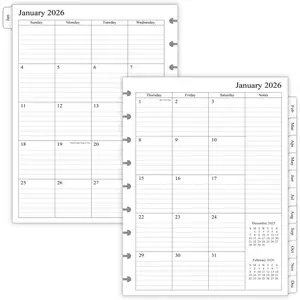 2025-2026 Planner Refills for Happy Planner Classic Size, Monthly Pages, Oct 2025 - Dec 2026, 9-Disc Punched, 7" x 9-1/4"