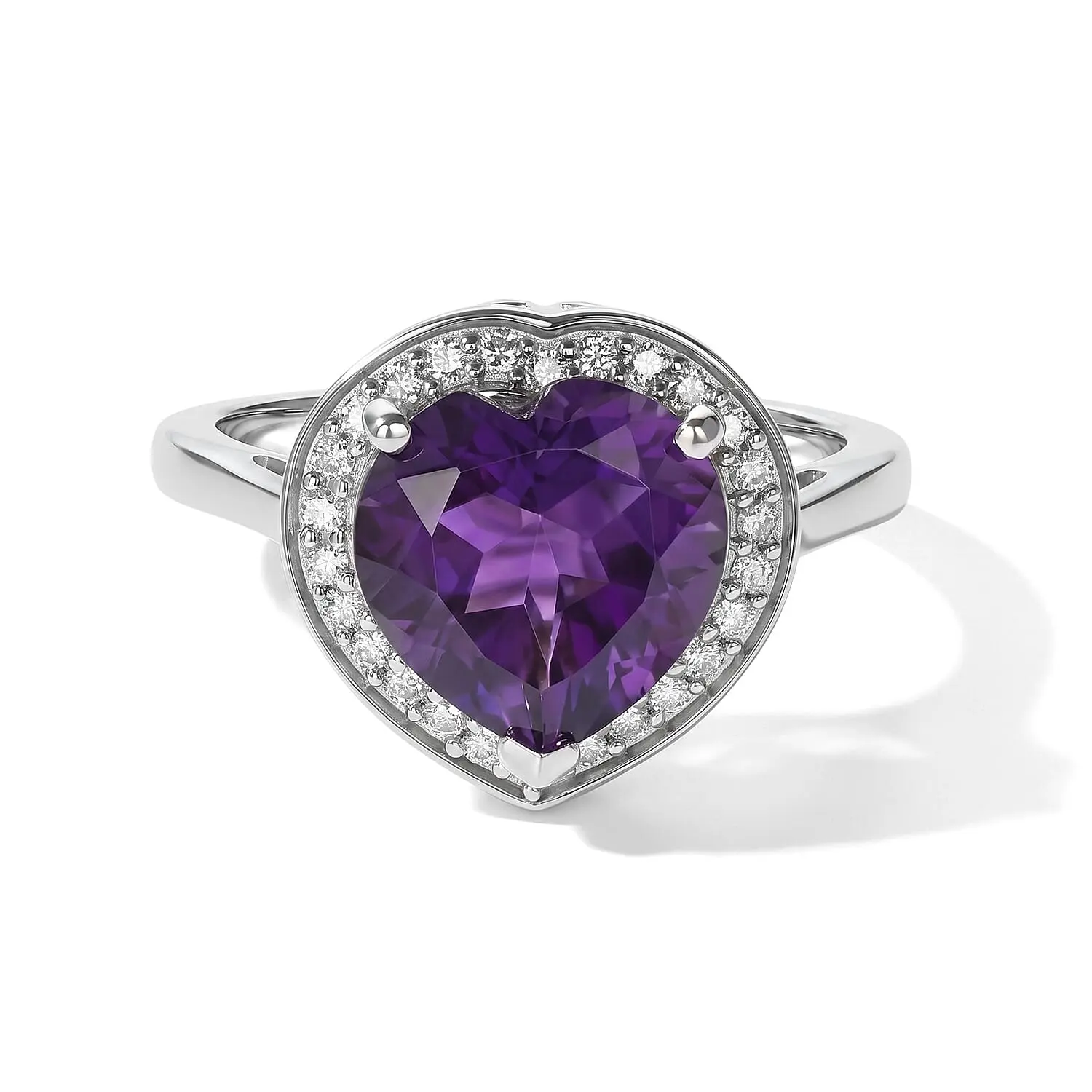 EverTrue African Amethyst and Moissanite 3.15 ctw Ring in Platinum Bond (Size 7.0)