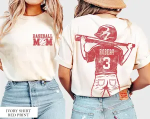 Comfort Colors Customized Baseball Mom Shirt,Baseball Player Graphic Choice,Your Name Number Baseball Shirt,Gameday Mom Shirt